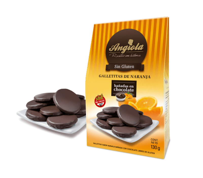 ANGIOLA - Galletas bañadas de naranja (Sin Tacc) x 12 un.