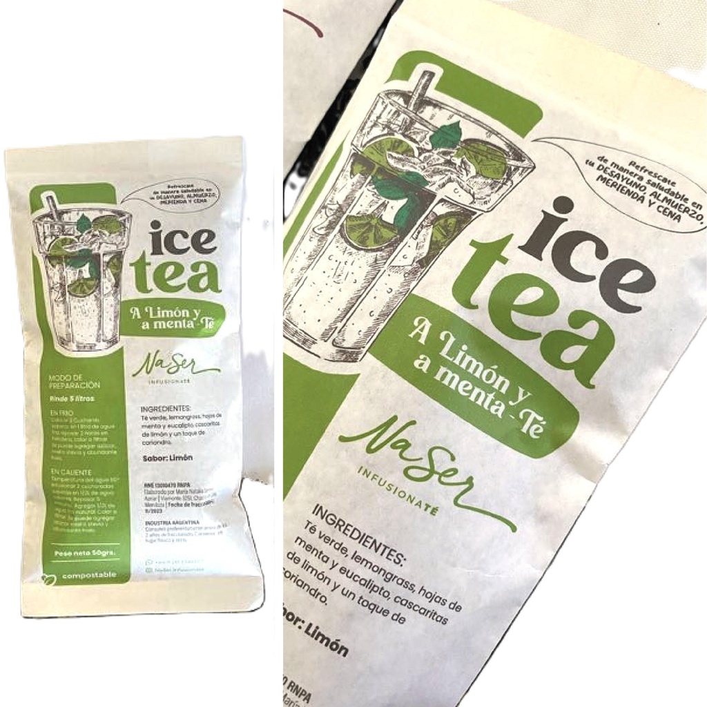 NASER - Ice Tea Limón y Menta x 50gr - pack x 10 un.