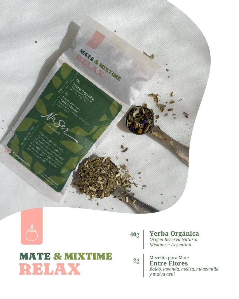 NASER - Kit Mate Mix: Yerba + Topping Relax - Pack x20u.