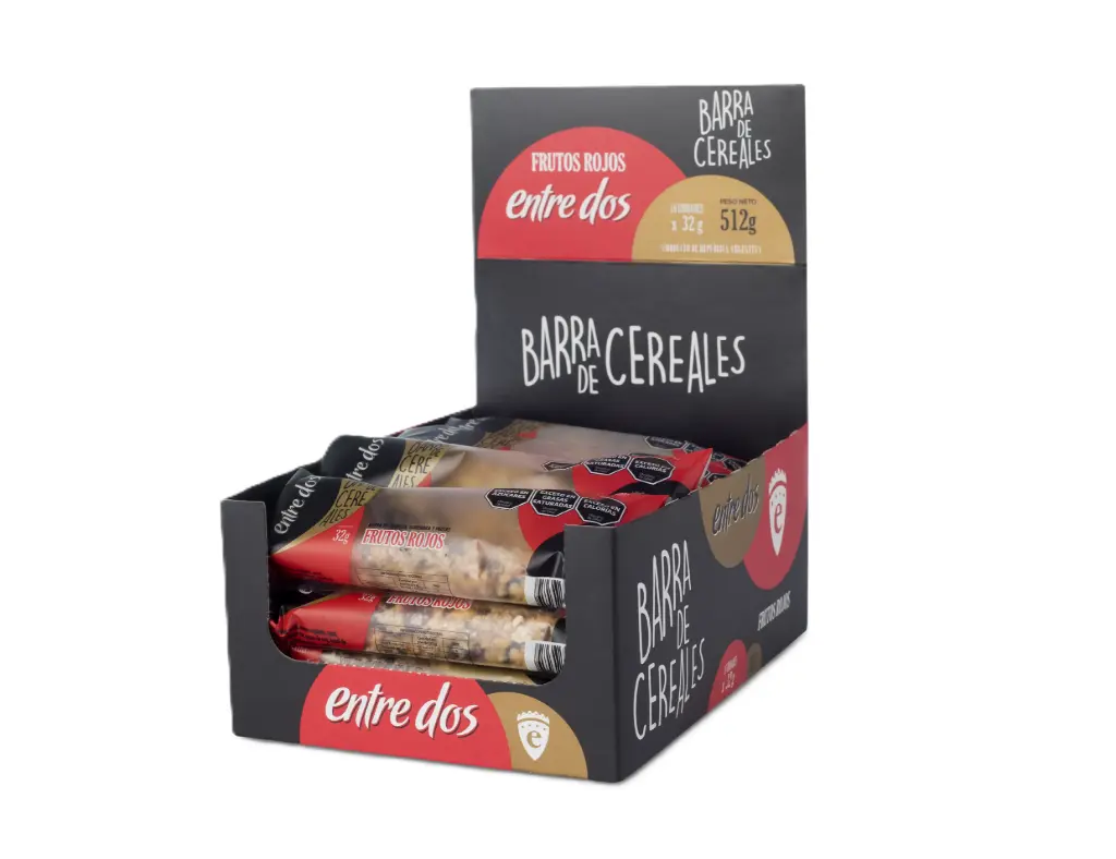 ENTRE DOS - Barra de Cereal Frutos Rojos 12 cj x 16 un