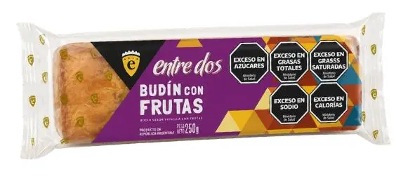 Entre Dos - Budín con frutas 250gr - Caja x 12 un.