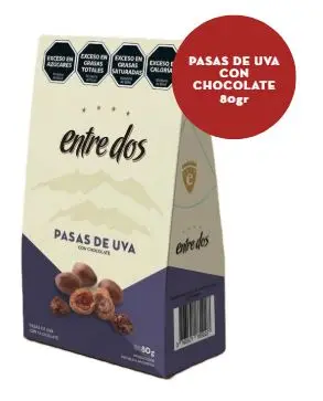 Entre Dos - Pasas de uva con Choc. estuche x 80 gr - Caja x 24 un