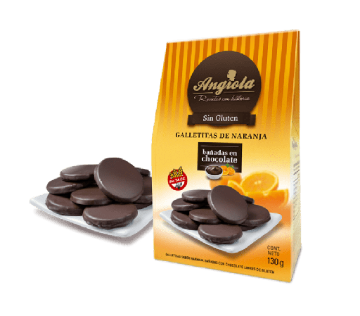 ANGIOLA - Galletas bañadas de naranja (Sin Tacc) x 12 un.