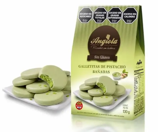ANGIOLA - Galletas Bañadas de Pistacho (Sin Tacc) x 12 un.